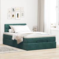 Ottoman bed met matras 90x190cm fluweel donkergroen - thumbnail