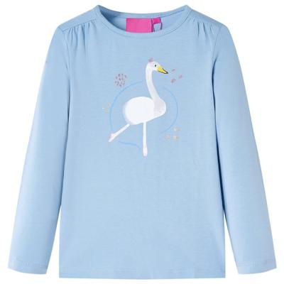 Kindershirt met lange mouwen zwanenprint 104 lichtblauw