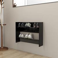 VidaXL Wandschoenenkast 80x18x60 cm bewerkt hout zwart - thumbnail