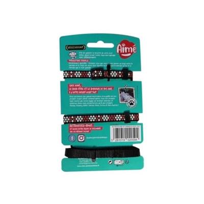Aime tuigje voor katten, nylon, rood/wit, set met wandelingen en reflecterende motieven
