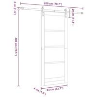 Schuifdeur met Hardware Set 83x202 cm Massief Vurenhout - thumbnail