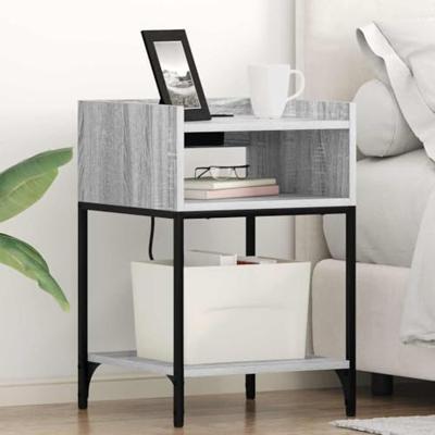 Nachtkastje 2 pcs Grijs Sonoma 40 x 40 x 61 cm Bewerkt hout