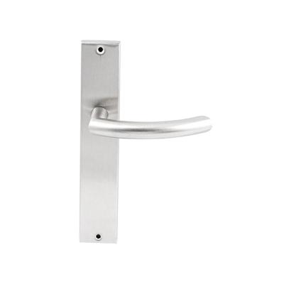 Hardbrass Deurkruk Helsinki op rechthoekig langschild blind - RVS