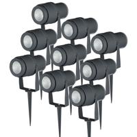 Set van 9 LED Prikspots - 4000K neutraal wit - 12 Watt 720 Lumen - Kantelbaar - IP65 waterdicht - Tuinspots - Zwart - thumbnail