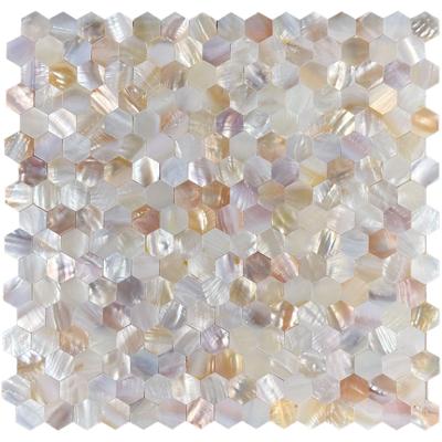 Zelfklevende Mozaïektegels Wit - Mother of Pearl Hexagon 305x305mm