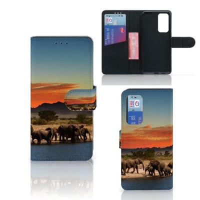 Huawei P40 | Telefoonhoesje | Met pasjeshouder | Olifanten Huawei P40 | Telefoonhoesje | Met pasjeshouder | Olifanten