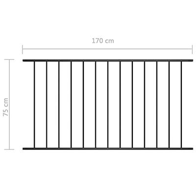 VidaXL Hekpaneel 1,7x0,75 m gepoedercoat staal zwart