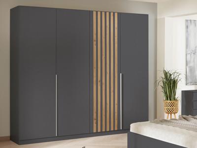 Kledingkast LATINO metaalgrijs/artisan eik 4 deuren