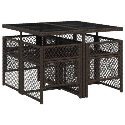 5-delige Tuinset met kussens poly rattan bruin - thumbnail
