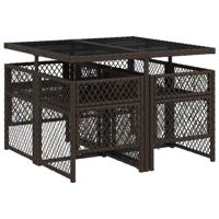 5-delige Tuinset met kussens poly rattan bruin - thumbnail