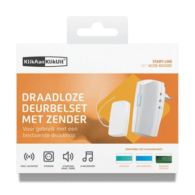 Draadloze deurbel met drukknopzender,ACDB-8000BC