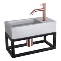 Differnz Differnz Ravo fonteinset beton lichtgrijs - kraan gebogen - met handdoekrek rood koper - thumbnail