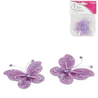 Decoratieve vlinder paars 4 cm set van 4 | 24 stuks - thumbnail