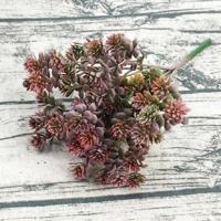 6 takken simulatie plant Guanyin gras imitatie plastic bloem Home plant decoratie (rood) - thumbnail