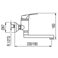 Keukenkraan Tres ECO | Wandmontage | 360° Draaibaar | Mengkraan | 1-hendel | Rond | Chroom - thumbnail
