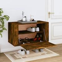 VidaXL Wandschoenenkast 70x35x38 cm massief grenenhout gerookt eiken - thumbnail