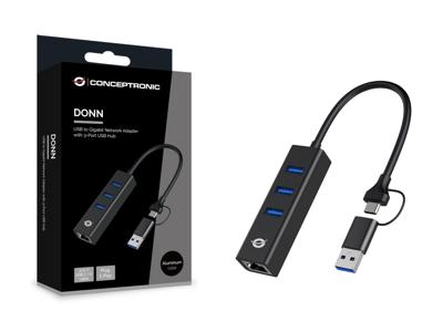 Conceptronic laptop dock & poortreplicator USB 3.2 Gen 1 (3.1 Gen 1) Type-A Zwart