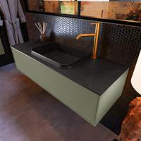 Badkamermeubelset Mondiaz Erin 120 cm met 1 Lade met RIDGE Wastafel Midden Urban met 1 kraangat Greeploos Mat Army - thumbnail