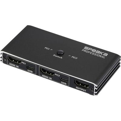 SpeaKa Professional HDMI 2.0 Slim KVM 2X1 USB2.0 +IR, Black HDMI-switch HDMI 3840 x 2160 Pixel
