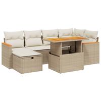 8-delige Loungeset met kussens poly rattan beige - thumbnail