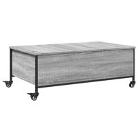 Salontafel metwielen 91x55x34 cm bewerkthout grijs sonoma - thumbnail