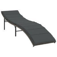 Ligbedden 2 st met kussens poly rattan grijs - thumbnail