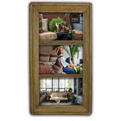 Haes Deco Houten Multi Fotolijst Malaga in rustiek bruin voor 3 foto's 10x15 cm (formaat 35,5 x 20 cm) - MP11415-2