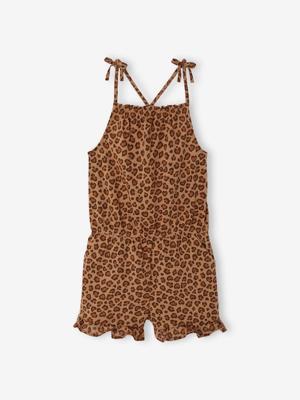 Gestreept jurkje met schouderbandjes voor meisjes beige Gestreept jurkje met schouderbandjes voor meisjes beige