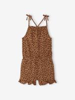 Gestreept jurkje met schouderbandjes voor meisjes beige - thumbnail