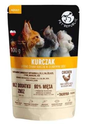 PET REPUBLIC Adult Kip fijngesneden - nat kattenvoer- 100 g