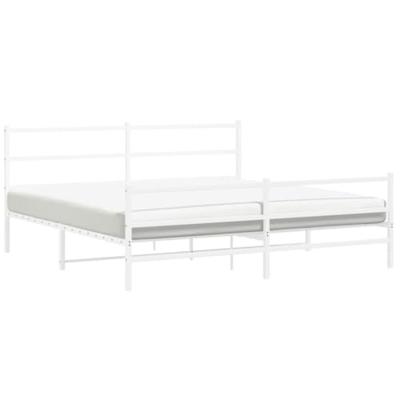 Bedframe met hoofd- en voeteneindemetaal wit 193x203 cm