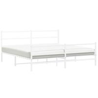 Bedframe met hoofd- en voeteneinde metaal wit 193x203 cm - thumbnail