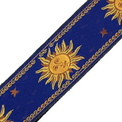 Levys Leathers MPJG-SUN-BLU geweven gitaarband met print - blauw met zon Levys Leathers MPJG-SUN-BLU geweven gitaarband met print - blauw met zon