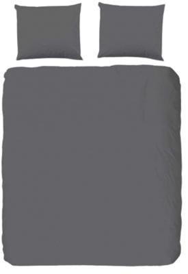 HIP Dekbedovertrek "uni dessin" - Grijs - (200x200/220 cm) - Katoen Satijn