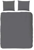 HIP Dekbedovertrek "uni dessin" - Grijs - (200x200/220 cm) - Katoen Satijn - thumbnail