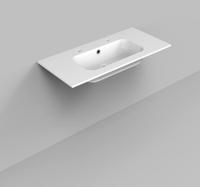 Wastafel Marble BWS 100,5x46x1,5 cm Glans Wit (2 kraangaten) - thumbnail