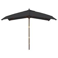 Parasol met houten paal 300x300x273 cm zwart - thumbnail