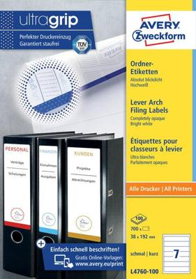 Rugetiket avery smal 38x192mm zelfklevend wit | 5 stuks