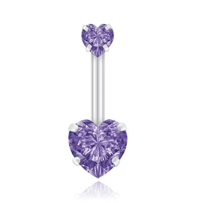 Navelpiercing Edelstaal Double Heart Paars