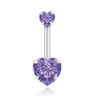 Navelpiercing Edelstaal Double Heart Paars - thumbnail
