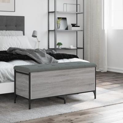 Opbergbankje 102x42x45 cm bewerkt hout grijs sonoma eikenkleur