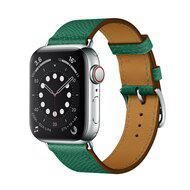 Lederen bandje - Groen - Geschikt voor Apple Watch 44mm / 45mm / 46mm / 49mm - thumbnail