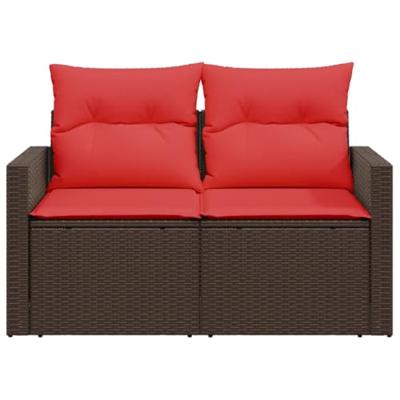 Tuinbank 2-zits met kussens poly rattan bruin Tuinbank 2-zits met kussens poly rattan bruin