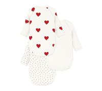 Set van 3 babyrompertjes met lange mouwen in biokatoen PETIT BATEAU wit - thumbnail