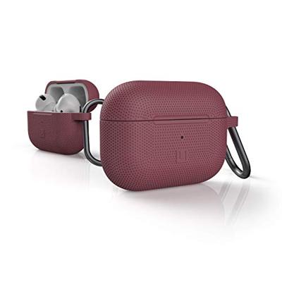 U by UAG [U] DOT Soft Touch siliconen hoes Apple Airpods Pro Case [Wireless Charging Compatible (LED zichtbaar), getextureerd ontwerp, Lightning-aansluiting afdekking, karabijnhaak] aubergine