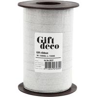 Creativ Company Cadeaulint, b: 10 mm, glitter, zilver, 100 m/ 1 doos - thumbnail