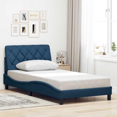 Bedframe zonder matras stof blauw 140x190 cm - thumbnail