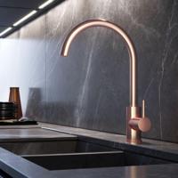 Keukenmengkraan Hotbath Cobber 1-hendel 36 cm Draaibare Uitloop Geborsteld Koper Living Colours - thumbnail