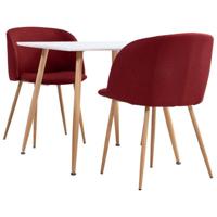 vidaXL 3-delige Eethoek stof wijnrood - thumbnail