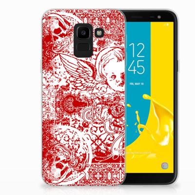 Silicone Back Case Samsung Galaxy J6 2018 Angel Skull Rood